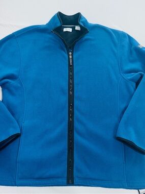 IZOD PerformX Full-Zip Fleece Jacket, Royal Blue w/Black accents, Large, EUC